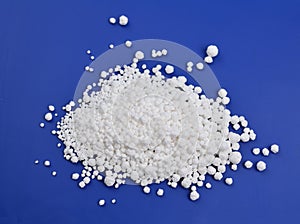 Calcium chloride on blue background