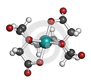 Calcium edetate (calcium EDTA) drug molecule. Medically used in chelation therapy to treat metal poisoning (mercury, lead). Atoms