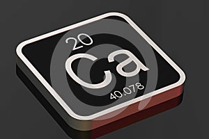 Calcium element from periodic table on black square block