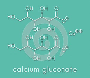 Calcium gluconate drug. Soluble form of Ca, used to treat magnesium overdose, hypocalcemia and hydrofluoric acid HF burns..