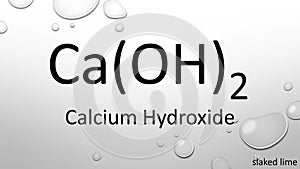 Calcium hydroxide chemical formula on waterdrop background