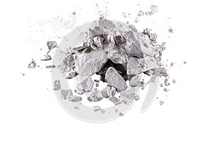 Calcium and Magnesium stones, white background. Called virgin lime or quicklime