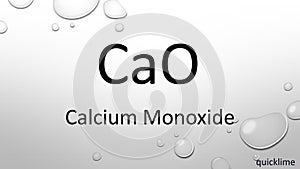 Calcium monoxide chemical formula on waterdrop background