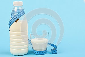 Calcium nutrition and healthy diet. Milk containers wrapped with tape