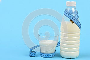 Calcium nutrition and healthy diet. Milk containers wrapped with tape