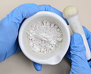 Calcium sulfate or calcium sulphate powder.