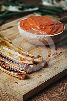calcots and romesco sauce typical of Catalonia