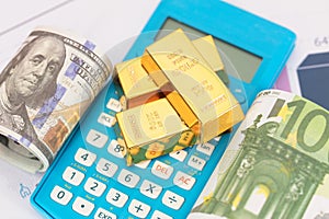 Calculate the exchange rate between the U.S. dollar and the euro through the gold hard currency