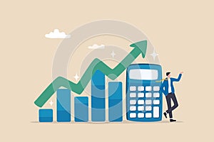 Calculate revenue growth, growing income or investment earning, tax, accounting or profit calculation, financial evaluation