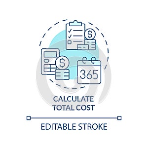 Calculate total cost turquoise concept icon