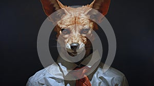 Calculated Portraitures: A Fox In A Red Tie By Mike Dargas