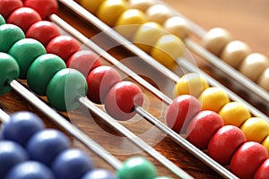 Calculating on an abacus photo