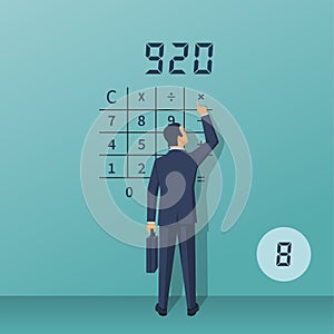 Calculation concept. Businessman makes count