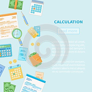 Calculation concept. Tax accounting. Financial analysis. Business background.