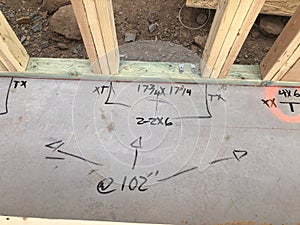 Calculation measurements on the construction site. photo
