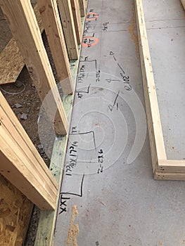 Calculation measurements on the construction site. photo