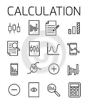 Calculation related vector icon set.