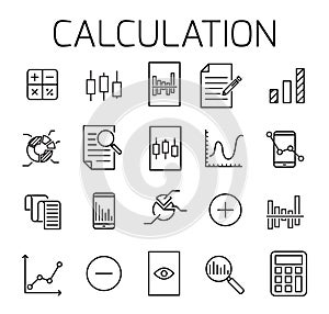 Calculation related vector icon set.