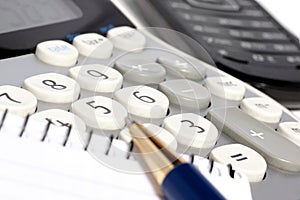 Calculations on a calculator.