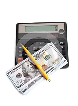 Calculator and banknotes three