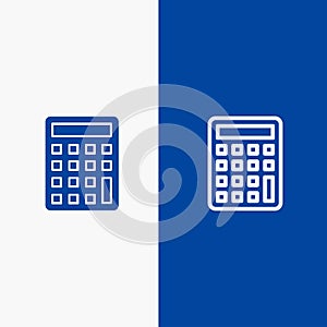 Calculator, Calculate, Education Line and Glyph Solid icon Blue banner Line and Glyph Solid icon Blue banner