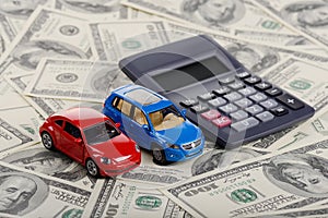 Calculator and car toys through the dollars