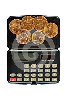 Calculator and coins