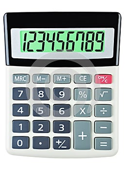 Calculator with 123456789 on display