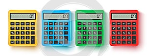 Calculator elements vector set design. School educational supplies for computation