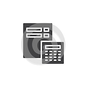 Calculator and financial document vector icon