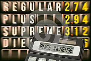 Calculator and gasoline price increase in America