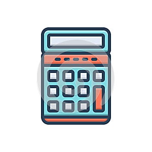 Color illustration icon for Calculator, accounting and digital
