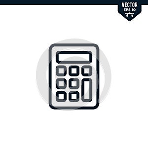 Calculator icon collection in outlined style