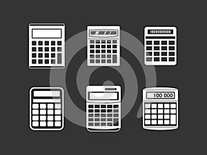 Calculator icon set grey vector