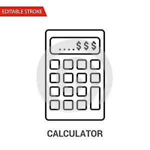 Calculator Icon. Thin Line Vector Illustration