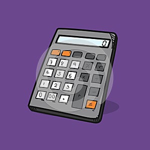 Calculator illustration on color background