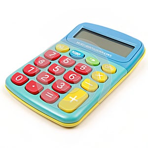Calculator for kids isolated on white background photo