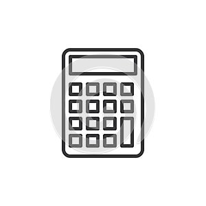 Calculator line icon, outline vector sign, linear style pictogram isolated on white.