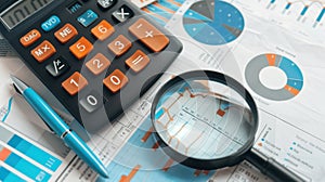 The calculator and magnifying glass.AI generated image