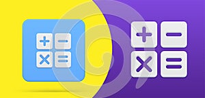 Calculator mathematic simple 3d icon button set vector illustration. Counting display keyboard