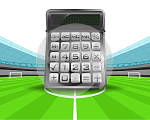 Calculator in the midfield of football stadium vector