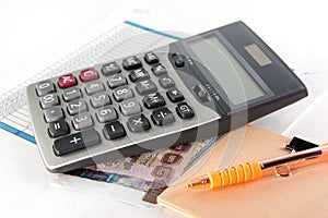 Calculator and money thai