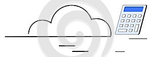 Cloud computing concept with a calculator representing data processing and digital solutions