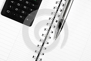 Calculator notebook and business pen