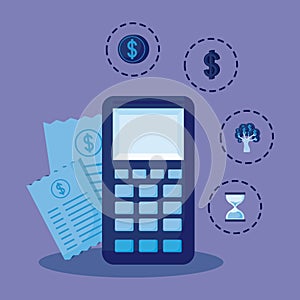 Calculator with set icons economy finance
