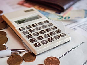 Calculator statutory pension insurance symbolic