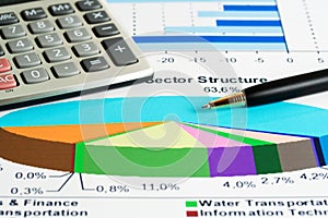 Calculator and stock index diagram.