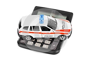 Calculator and toy police car