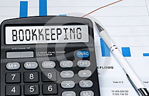 Calculator with the word bookkeeping on the display