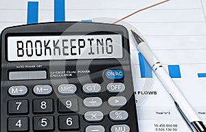 Calculator with the word bookkeeping on the display photo